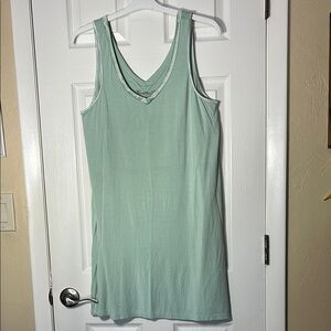 Faceplant Dreamware V neck night shirt aqua sleeveless viscose bamboo midi LG